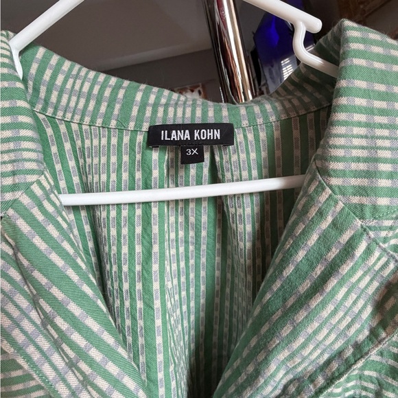 Ilana Kohn Green Dash Striped Button Down Shirt - Picture 4 of 4